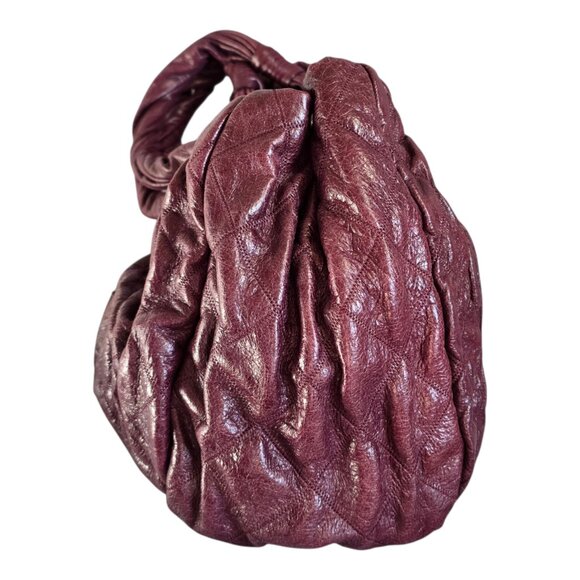 Donald J Pliner Plum/Wine/Burgundy Large Leather Handbag Purse Geometric Pattern - Picture 3 of 15